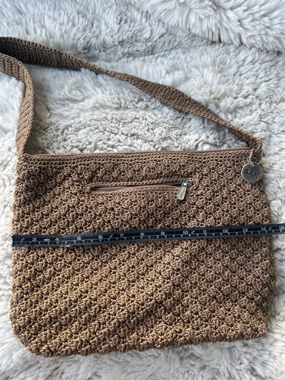 The Sak Tan Crochet Crossbody Bag with Zip Pocket - Picture 5 of 8